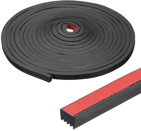 PATIKIL 26 Ft Ribbed Rubber Seal Strip, Self-Adhesive Rectangle EPDM Foam Rubber Weather Stripping Sealing for Boat, RV, Auto, Truck, Marine, Garage Doors/Window, Black/Red