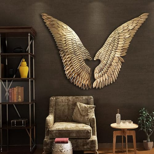 Hängende Metallflügel-Wanddekoration, Große 3D-Engelsflügel-Wanddekoration, Für Zuhause, Schlafzimmer, Wohnzimmer, Garten,002
