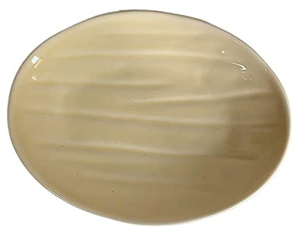 FUHAI-666 Platos para la Cena Plato Amarillo Crema con Rayas Irregulares Plato Ovalado Plato de Postre Plato de Fruta Plato de Ensalada Plato de Desayuno Plato Plano Plato Hondo Platos para Servir