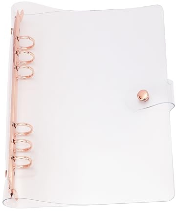 A5 6-Ring Binder Cover for Loose Leaf PVC Clear A5 Planner Cover Notebook Binder Refillable Notebook Shell (6.7”x9.2”) for 6-Ring Planner Pages (Inner Paper Not Included)