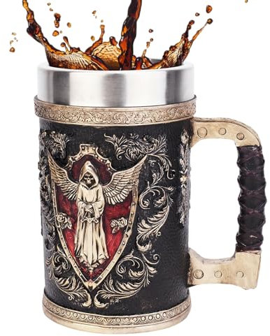 Zqkimzi Gobelet Lourd - Chope en Résine avec Insert Acier Inoxydable pour Bière et Café | Récipient Réutilisable Pour Boissons 50cl Portable Décoratif Pour Restaurant Maison Quotidien Amis