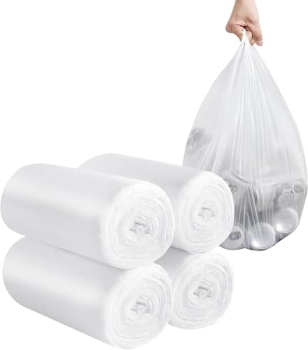 4 rollos de pequeñas bolsas de basura - 120 piezas de resistentes bolsas de 12-15 litros para hogar, oficina, cocina, baño y habitación infantil (blanco)