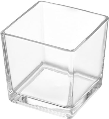 ABOOFAN Vase Carré en Verre Transparent 4.5 Pouces Grand Pot Hydroponique pour Plantes Succulentes Contenant à Fleurs Intérieur Et Bureau Design Épuré Solide Réutilisable