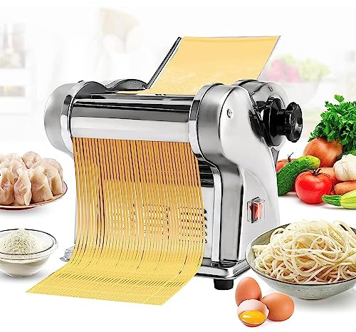 Aioneer Machine À Pâtes Électrique, Machine À Nouilles, Rouleau À Spaghetti, Machine À Presser, Épaisseur Réglable, Acier Inoxydable