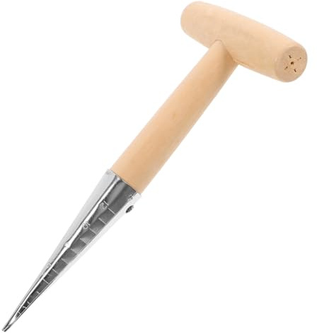 NUOBESTY Herramienta de Mano para Jardín con Mango de Madera Punzón para Plantar Punzón para Suelo Inoxidable Ligera y Segura para Trasplante y Siembra Macetas y Huertos Domésticos