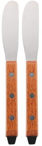 Ipetboom Spatola in Acciaio Inossidabile Manico in Legno per Cera Depilazione 2pezzi Strumento per Cera Riutilizzabile per Cura del Corpo e Viso