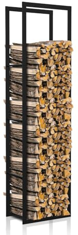 Vkechh Kaminholzregal Metall Hängend brennholzregal innen & außen Schwarz für feuerholz aufbewahrung holzaufbewahrung innen kaminholzständer (Schwarz, 150x40x25CM)