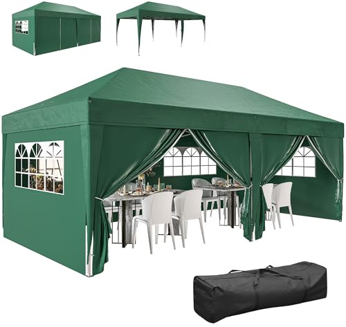 Outsunny Pavillon ca. 6x3m Stabil Winterfest Faltzelt UV Schutz Dunkelgrün