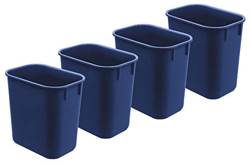 Acrimet Wastebasket, Deskside Bin, 3.25 Gallon/13 Quart/ 12 Liter (Plastic) (Blue Color) (Set of 4)