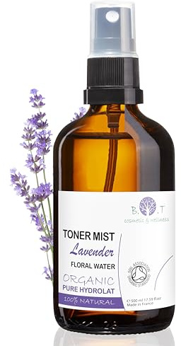 B.O.T Cosmetic & Wellness - Acqua Floreale Biologica di Lavanda Pura | Tonico per Viso | Lozione per Capelli | Deodorante Naturale | Idratante per Pelli Sensibili e Mature, Masbs-736, 500 ml