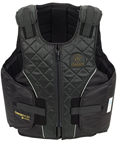 Artist Unknown Ovation Kids' ComfortFlex Body Protector | Durable Comfortable Adjustable Safety Reflective Piping Equestrian Riding Vest, Black, Medium