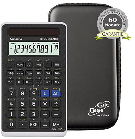 Casio FX-82 Solar II + Original CalcCase Tiny Schutztasche + Garantieverlängerung auf 60 Monate