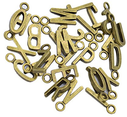 B Baosity 26er Set Antik Vintage alphabetische Buchstaben Charm Anhänger Schmuckanhänger für Schmuckherstellung DIY Basteln - Bronze