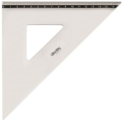WONDAY - Alutech Winkel 45 Grad aus Aluminium Hypotenuse 25 cm, abgeschrägte weiße Skala in mm