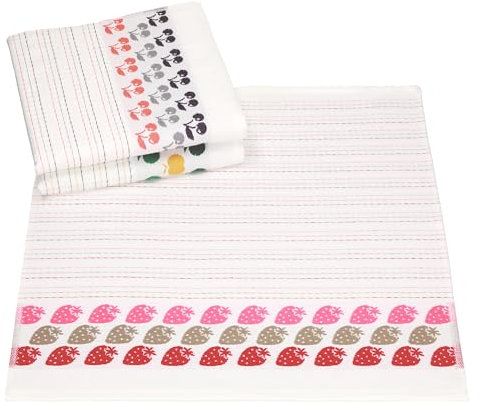 Betz 3er Set Küchenhandtücher Küchentuch Geschirrtücher Frottee Früchte 100% Baumwolle Größe 50 x 50 cm Farbe grün lila rot - Früchte