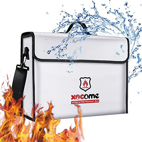 Bolsa de Documento Ignífuga y Impermeable,Bolsa de Batería Seguridad Anti Explosión resistentes al fuego, impermeables, para documentos A4, pasaporte, billetes, objetos de valor