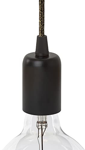 AMARCORDS - Portalampada E27 vintage in metallo edison retro per lampada a sospensione. Stile industrial finitura NERO