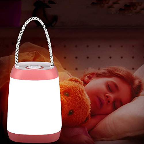 BORUIT Veilleuse de chambre d'enfant, 3 modes, lumière blanche chaude tactile, 150 lumens, 16 LED 360°, étanche, rechargeable, lampe de lecture et sommeil