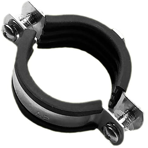 Rohr Schellen aus Edelstahl mit Schallschutz - 5 Stück für Rohr Außen Durchmesser 48-53 mm Spannbereich 1 1/2 Zoll mit M8 Befestigung Mutter