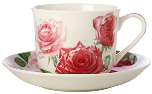 Maxwell & Williams Floriade JY0032 Tasse en porcelaine avec soucoupe Motif roses en porcelaine de Chine Multicolore