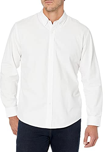 Amazon Essentials Chemise en tissu Oxford extensible à manches longues, coupe classique (grandes tailles disponibles) Homme, Blanc, 6XL Grande taille Taille Tall