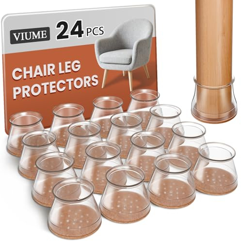 24 Pcs Chair Leg Floor Protectors for Hardwood Floors Silicone Covers Felt Pads Furniture Leg Caps Anti-Scratch Reduce Noise Fit (15/16 to 1-5/16)