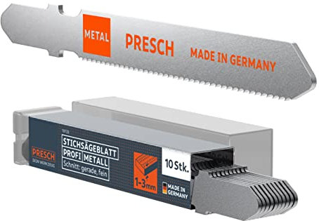 Presch Hojas de sierra de calar Metal 10 ud. - Cortes precisos en chapas finas (1-3mm) - Hojas duraderas con vástago en T para todas las sierras de calar - Hojas de sierra de calar para metal