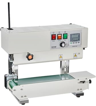 VEVOR Continuous Bag Band Sealing Machine, 0.24-0.47 in/6-12 mm Seal Width, Band Sealer Machine with Digital Temperature Control, Carbon Steel Bag Sealer for 0.02-0.8 mm Plastic Bags Films