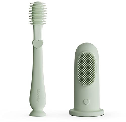 Moonkie Baby Finger Toothbrush Tongue Oral Cleaner Kit for 3 Months +, 2 Pcs (Mint)
