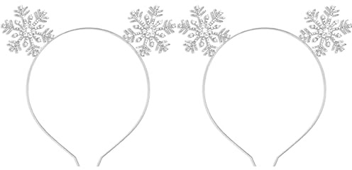 LALAFINA 2Pcs Weihnachten Schneeflocke Stirnbänder Schneeflocke Stirnband Legierung Schneeflocke Haarreifen Kristall Weihnachten Headwear Party Prop Für Frauen