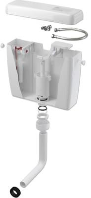 Eco Cassetta di risciacquo in plastica Comfort Start/Stop bianco, 2 – 8 litri, universale, ecologico, naturale, sostenibile, facile da installare, montaggio senza problemi