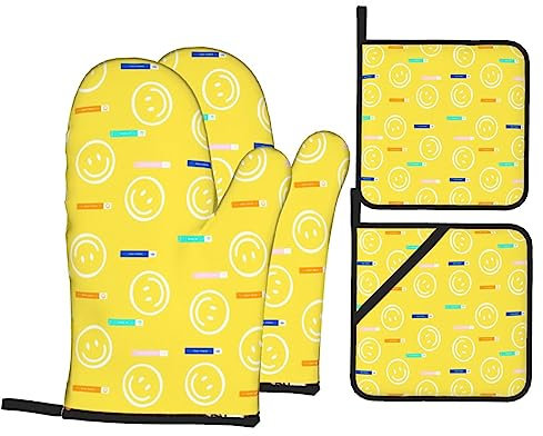Personalisierte Lables Ofenhandschuhe Und Topflappen Sets Küche Backen Vier Stück Set Hitzebeständige Ofenhandschuhe Küche Backen Essentials Topflappen