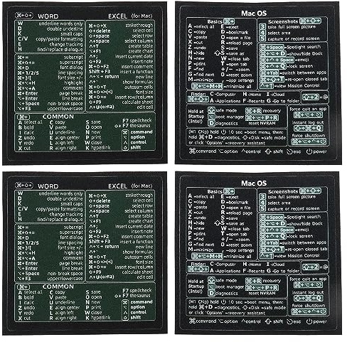 ECSiNG 2 Sets Schnellreferenz Tastaturkürzel Aufkleber M-a-c OS (M/Intel) & Word/Excel (für M-a-c) wasserdichte Vinyl-Aufkleber für Laptop Computer Desktop Tastaturen