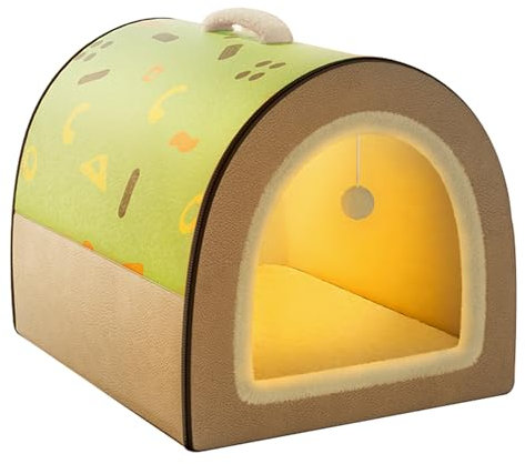 HAZARA Großer Hundehütte, Winter Haustierbett Vier Jahreszeiten Luxus Hundehöhle Innen Katzenhaus Warm Iglu Mit Plüsch Kissen Waschbar,Grün,XXL90*70 * 67cm