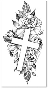 2 Pieces Of Temporary Tattoo Stickers Plain Flower Cross For Women And Men Juice Plant Ink Waterproof Semi-Permanent And Long-Lasting For 2 Weeks Without Reflection