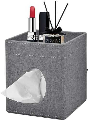 XNONE PU Leder Taschentuchbox Abdeckung mit Ablageschale,Quadratisch Kosmetiktücher Tablett Organizer,für Badezimmer,Waschtisch,Schlafzimmer,Büro,Auto,Stilvoller Servietten Caddy Dekorativer