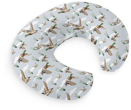 HawSkgFub Duck Hunting Mallard Hunter Nursing Pillow Cover for Baby Boys, Wild Animal Bird Reeds Blue Breastfeeding Pillow Slipcover, Nursing Pillowcase for Newborn Infant, Cover Only