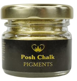 Posh Chalk PC0203 Pigment Powder- Lemon Gold 30ml - Vibrant Color Mix - DIY Craft, Upcycling, Art - Wood, Glass, Metal, Fabric - Indoor + Outdoor Use – High Coverage - Customizable