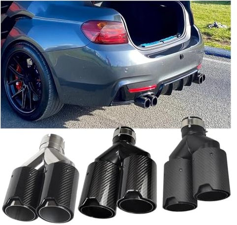 Schalldämpfer 1PCS Auto Schalldämpfer Rohr Tailtip Für Serie Leistung Auspuff Tipps Dual Carbon Faser Y Typ Von Modifly Endrohr(Matte Left in60mm)