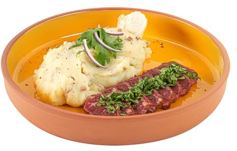 Restaurantware -Terra Tek - Cazuelas in terracotta, 10 pentole in terracotta smaltata gialla per cucinare, pronte per il forno, microonde, pentole da portata in terracotta, lavabili in lavastoviglie,