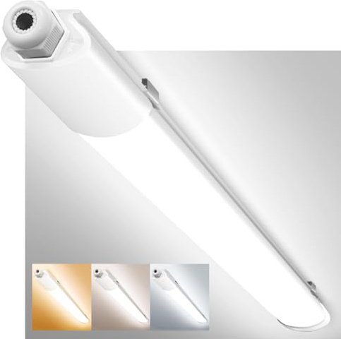 zemty Feuchtraumleuchte LED Röhre 60CM, 3000K/4000K/6500K 18W 1980LM LED Deckenleuchte, IP65 Wasserfest Lichtleiste für Kellerlampe, Werkstattlampe, Küchenlampe, Badlampe