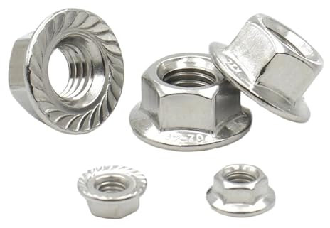 10 stücke 304 Edelstahl M3 M4 M5 M6 M8 M10 M12 M14 M16 M20 Sechskantflanschmutter Pinking Slip Locking Kontermutter(M12 (10pcs))