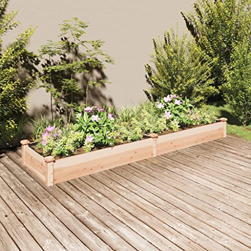Hovothy Bancal elevado con inserción, cama elevada, para jardín, jardín, vegetales, hierbas, jardinera, para jardín, bancal alto, de madera, marrón, 240 x 60 x 25 cm, madera maciza de abeto