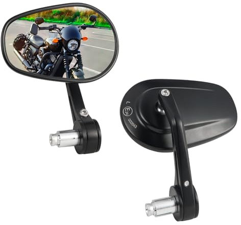 LOKLISUM Rétroviseurs de Guidon de Moto avec Homologué E, 7/8 22mm Aluminium Rétroviseurs Latéral Universels Compatible avec Scooter Roller ATV SV650 Z800 Z900 GSX-8S GSF1200 MT03 XSR125 FZ6 CB500F