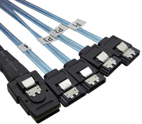 Internes Mini SAS 36pin SFF8087 mit W/Riegel, 7pin SATA weiblich (x4),hard drive with cable 0.5m.