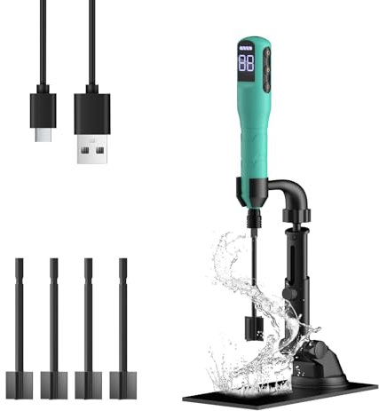 Miscelatore per resina con supporto | Controllo a 3 velocità | Funzione di arresto temporizzato | 4 pale agitatrici per resina epossidica, produzione di sapone, artigianato fai da te (Verde chiaro)