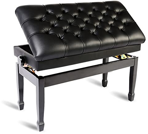 Klavierbank Aus Leder, Höhenverstellbar, Klavierbank, Klavierhocker Mit Schönen Hufeisenbeinen, 90 X 40 X 50–60 cm,