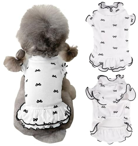 Yoolhamy Ropa para Perros Pequeños, Ropa Chihuahua, Camisetas de Primavera y Verano Pijamas con Lazo Elástico Vestido Transpirable para Shih Tzu Yorkshire, Cachorro Niña