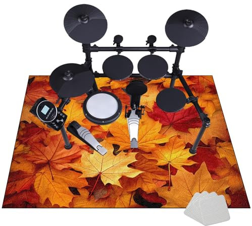 Drum Teppich für Bass Drum Snare 120 x 80 cm - Schallschutz Schlagzeugteppich Drum Rug Quadratische Schallschutzdecke - Trommelteppich mit Rutschfester Unterseite für Akustik Elektrisches Schlagzeug