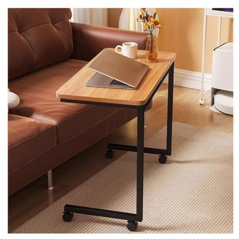 KMUD Table De Lit à roulettes for Repas, Table Roulante for Lit Canapé, Plateau Roulant avec Rangement, Plateau De Lit, Chariot, Supports for Ordinateur Portable, Table for Usage Domestique(Bruin)